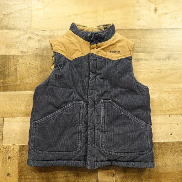 OshKosh Reversible Corduroy Puffer Vest Kids Size 7 Blue/Tan & Camo Outdoor - Picture 1 of 10